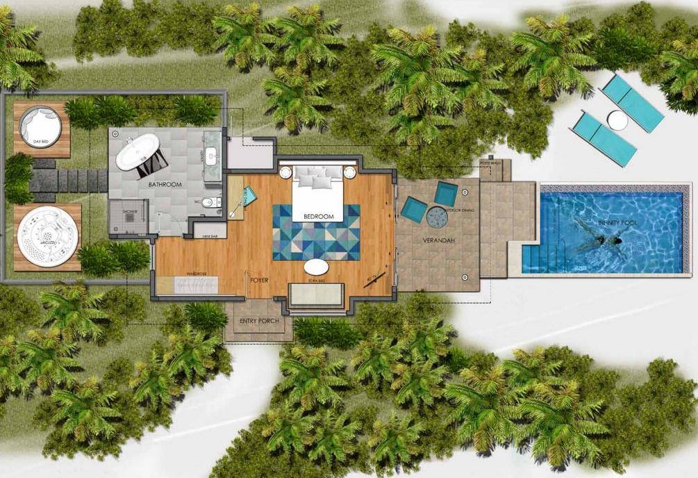 Kandima, Sunset Beach Pool Villa with Swirl Pool, Floorplan