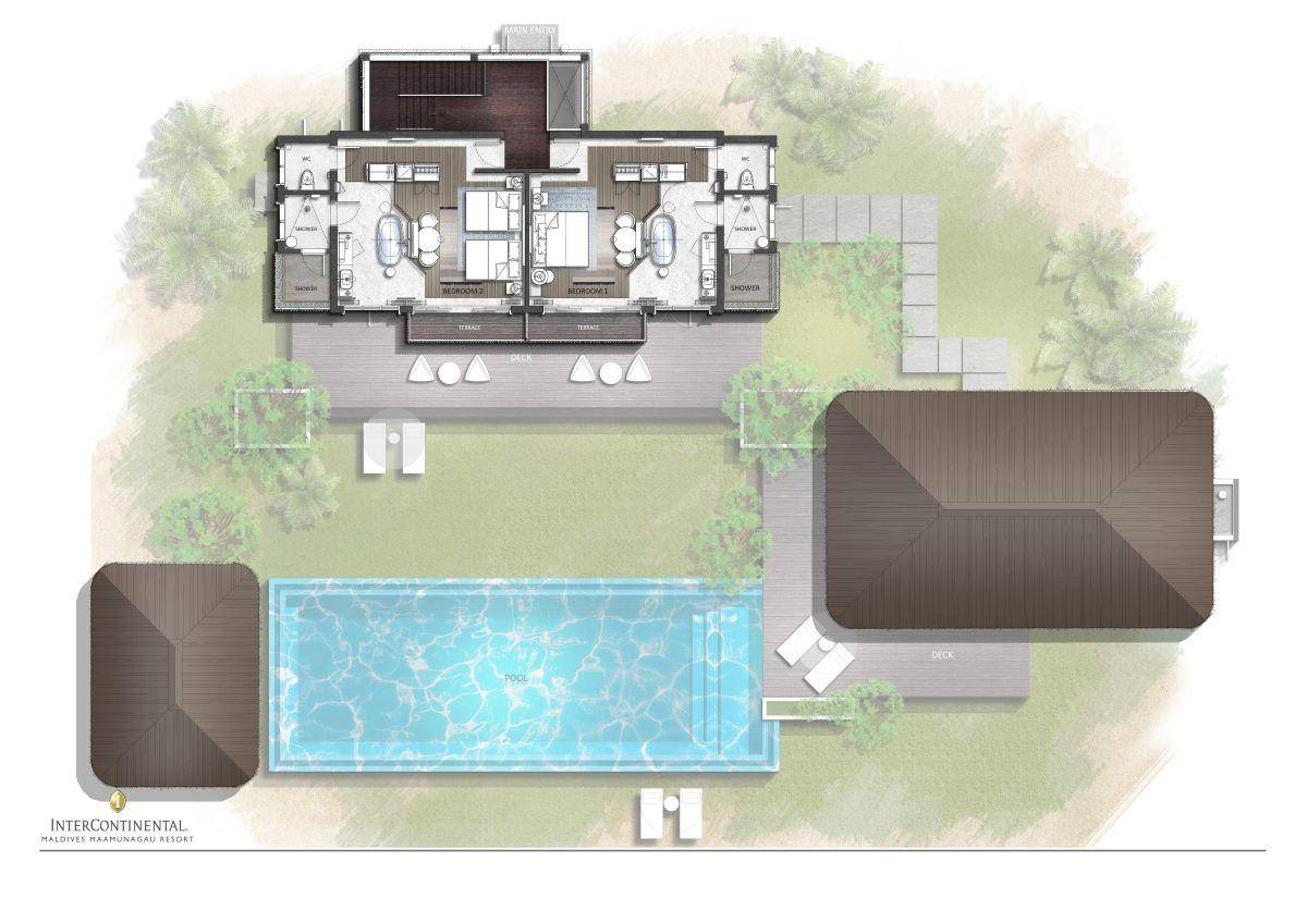 InterContinental Maldives Maamunagau Resort, Three Bedroom Lagoon Residence, Grundriss OG