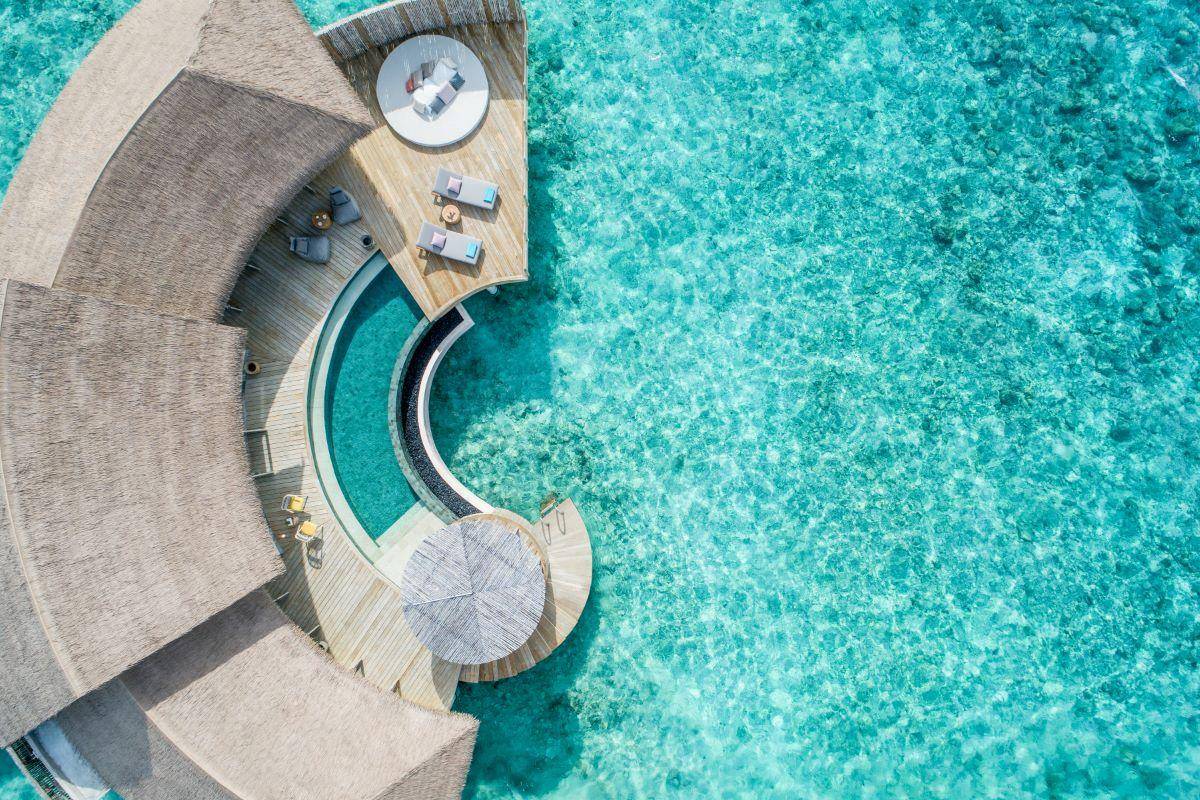 InterContinental Maldives Maamunagau Resort, Two Bedroom Overwater Pool Villa, Luftaufnahme