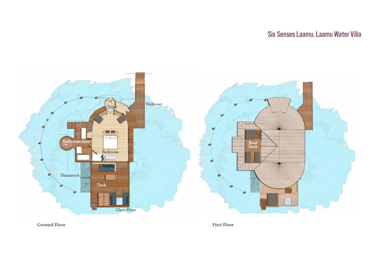 Six Senses Laamu, Laamu Water Villa, Grundriss
