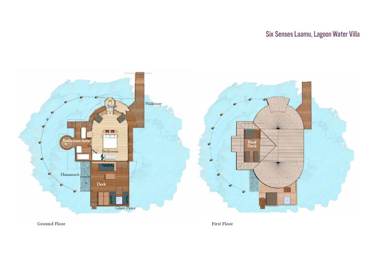 Six Senses Laamu, Lagoon Water Villa, Grundriss