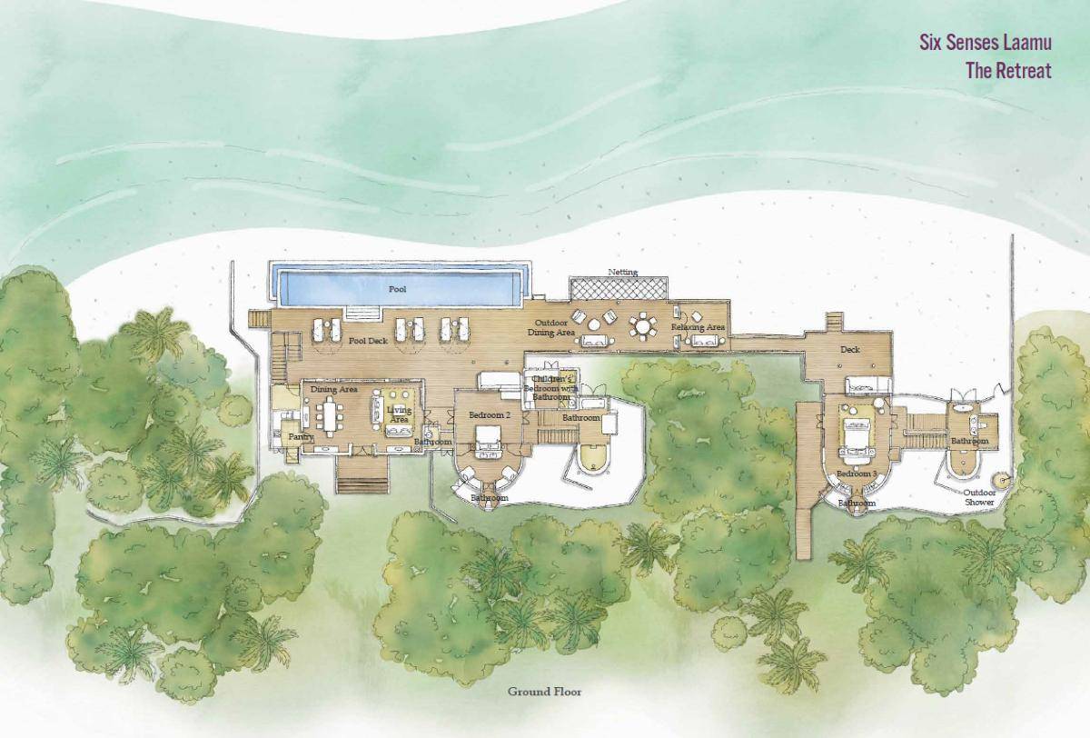 Six Senses Laamu, The Retreat, Grundriss EG 1