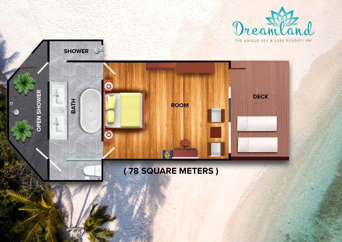 Dreamland The Unique Sea & Lake Resort / Spa, Beach Bungalow, Grundriss