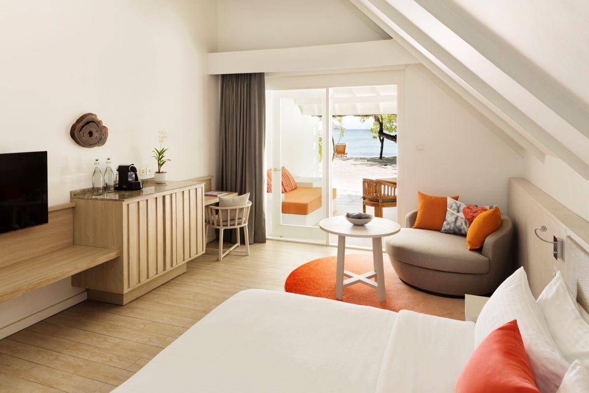 Lux* South Ari Atoll, Beach Pavilion, Schlafen & Wohnen, King Size Bett