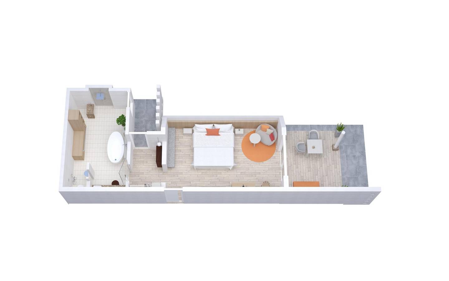 Lux* South Ari Atoll, Beach Pavilion, Grundriss mit Kingsize Bett