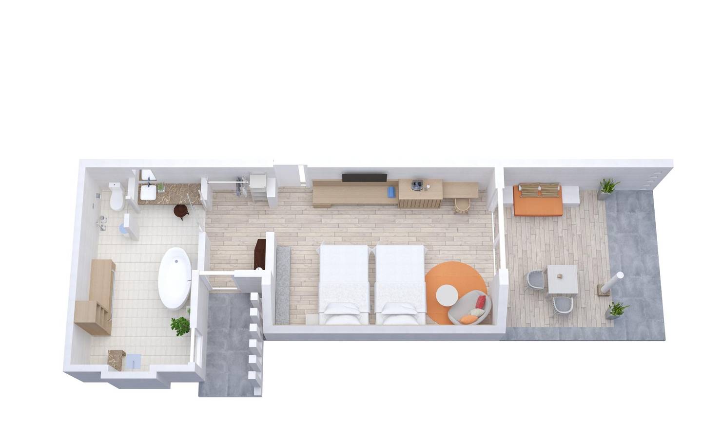 Lux* South Ari Atoll, Beach Pavilion, Grundriss mit Twin Betten