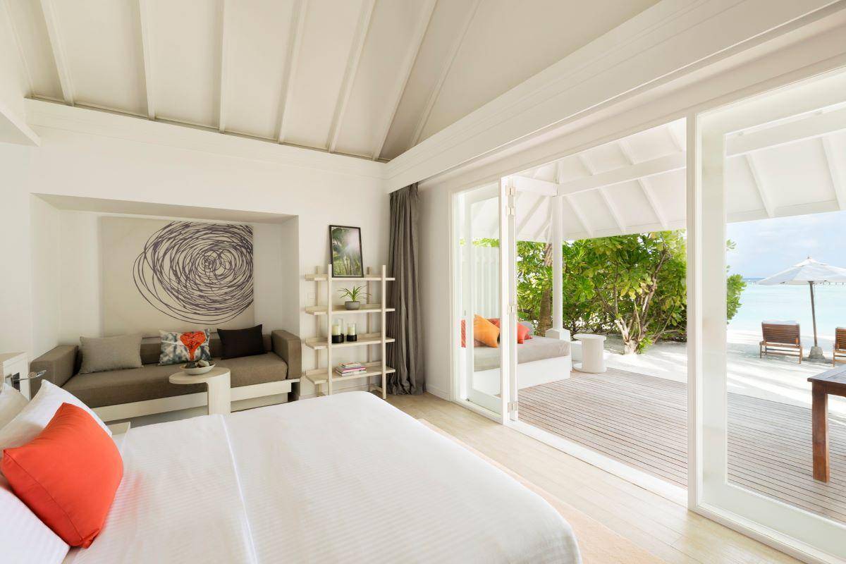Lux* South Ari Atoll, Beach Villa, Schlafen mit Ausblick