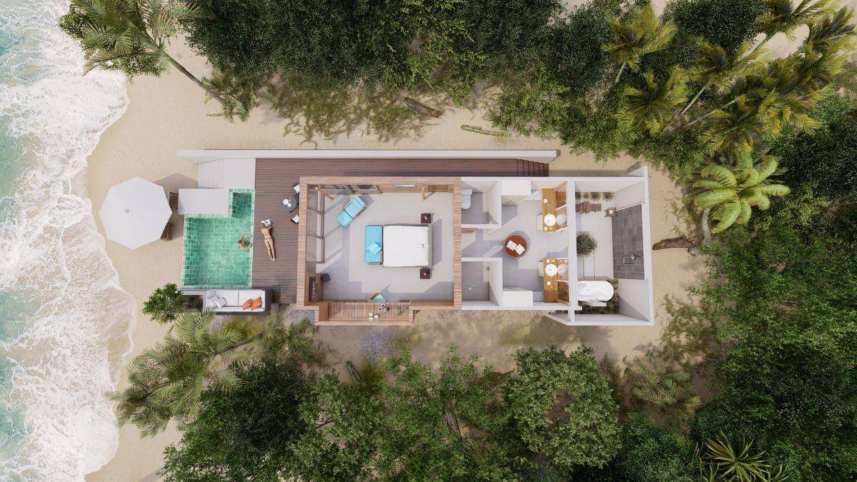 Park Hyatt Maldives Hadahaa, Beach Pool Villa, Grundriss von oben