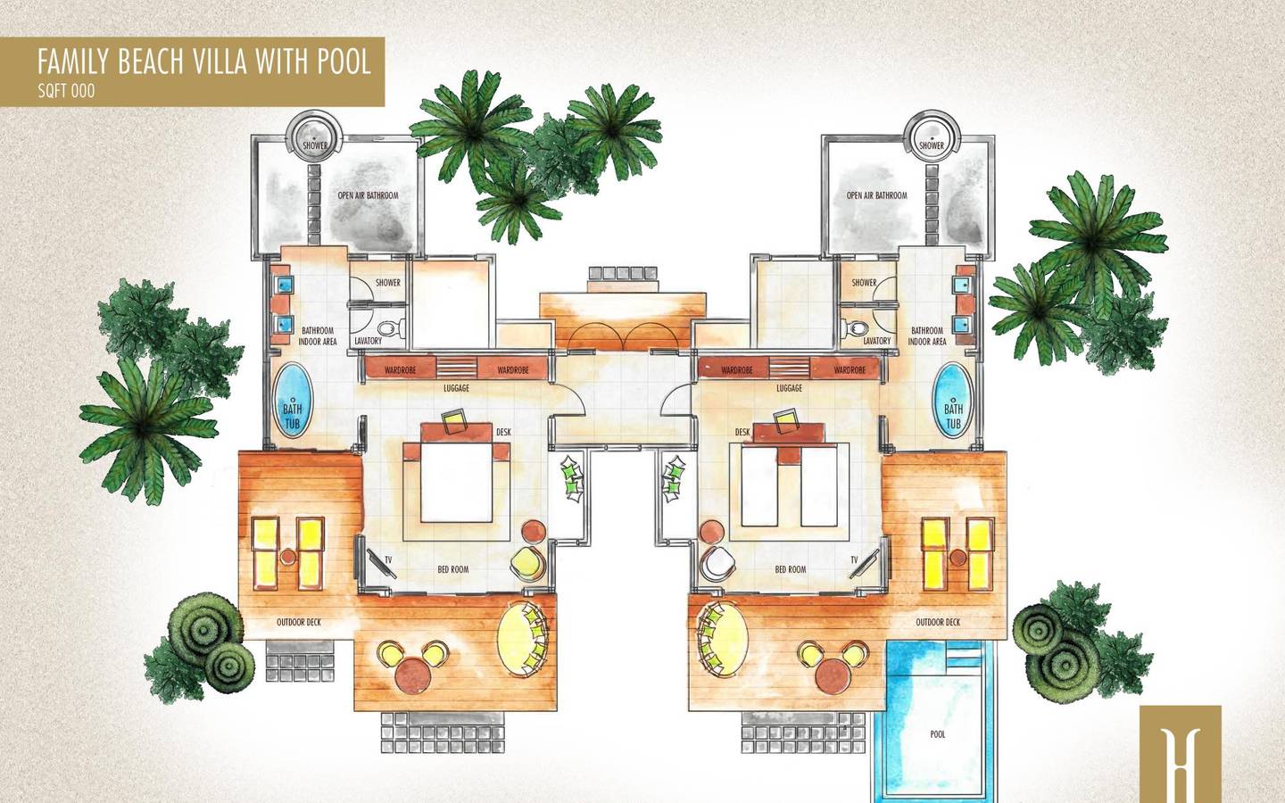 Heritance Aarah, Family Pool Beach Villa, Grundriss