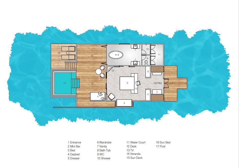 Sun Siyam Iru Veli, Malediven, Ocean Villa with Pool, Grundriss