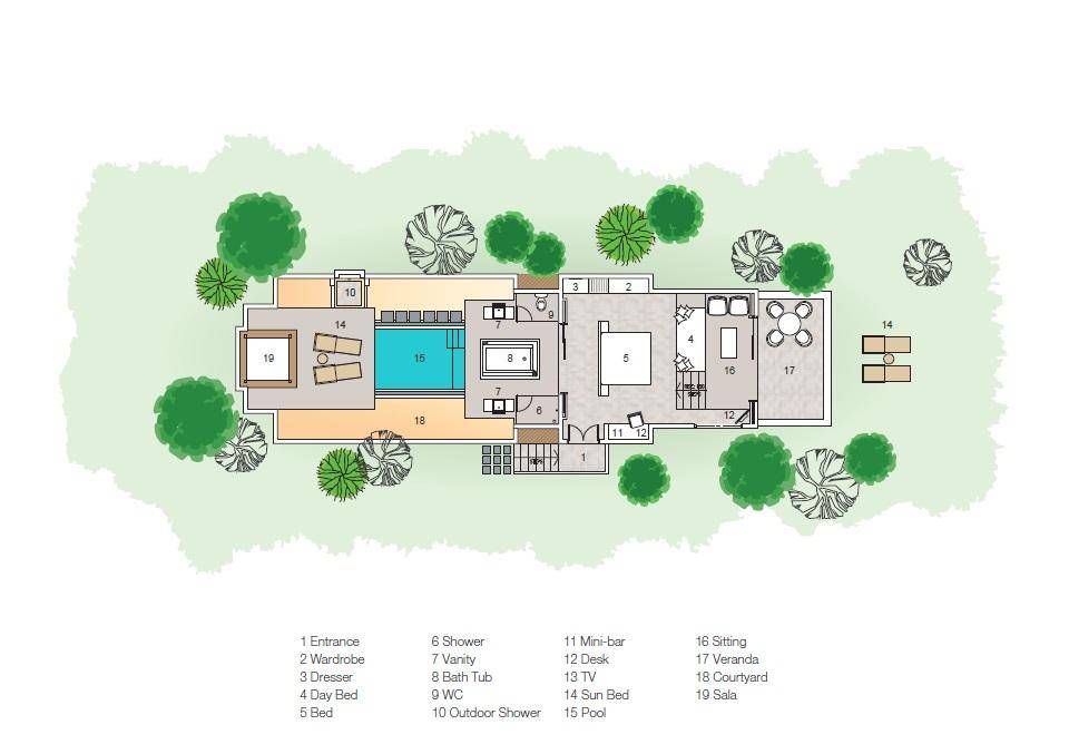 Sun Siyam Iru Veli, Malediven, Grand Beach Villa with Pool, Grundriss