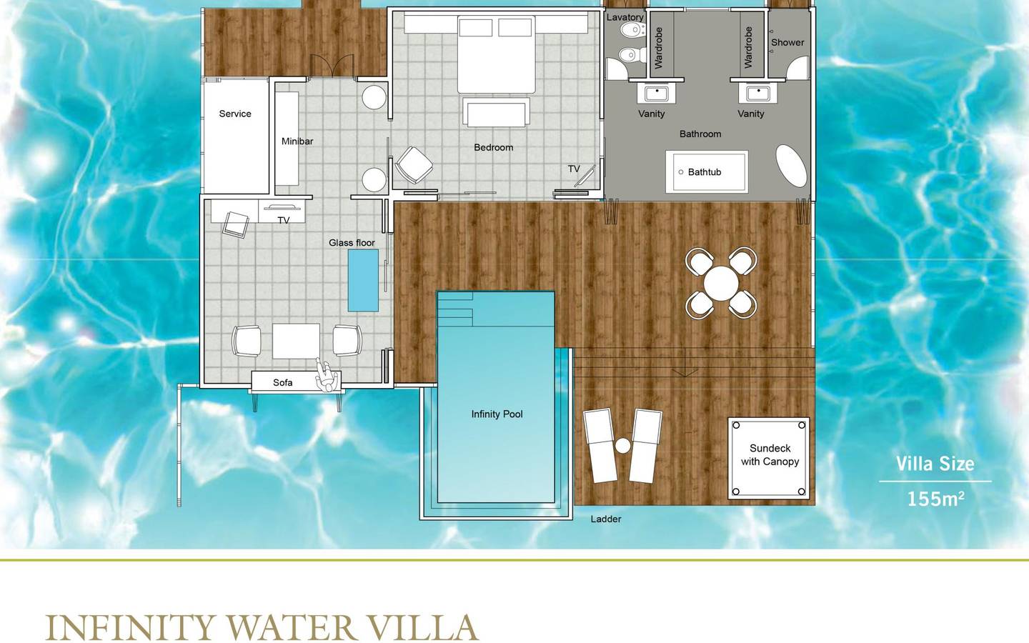 Sun Siyam Iru Fushi, Malediven, Infinity Water Villa, Grundriss