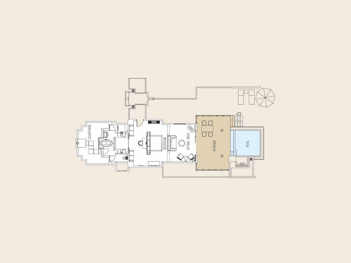 Ayada Maldives, Malediven, Sunset Beach Suite, Grundriss