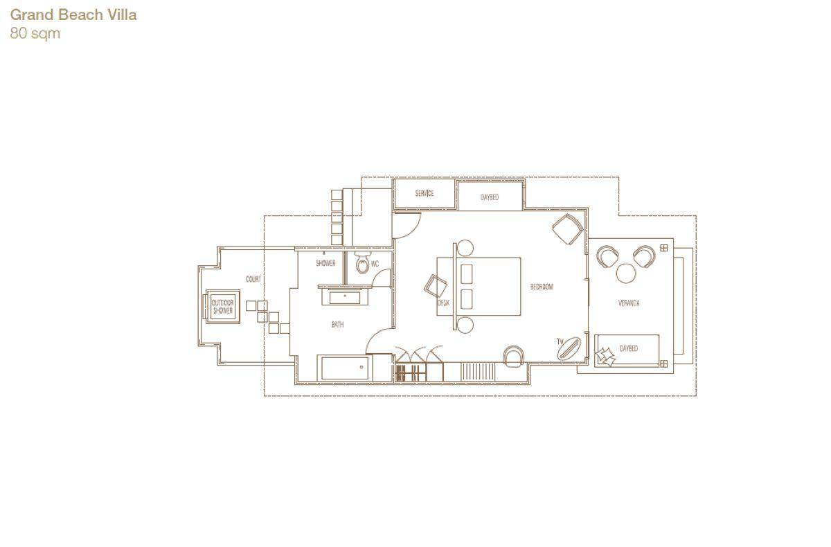 Sun Siyam Olhuveli, Malediven, Grand Beach Villa, Grundriss