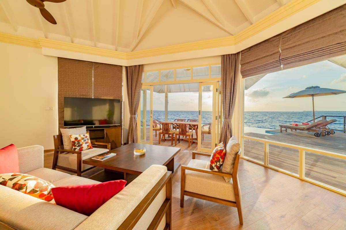 Siyam World Maldives, Malediven, Grand Water Pavilion with Pool and Slide, Wohnbereich