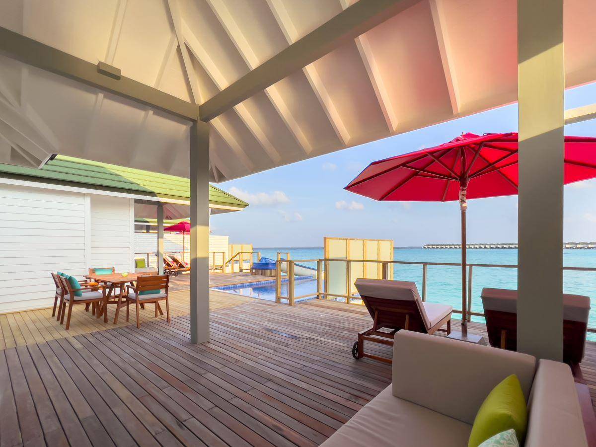 Siyam World Maldives, Malediven, Two Bedroom Lagoon Villa with Pool and Slide, Terrasse