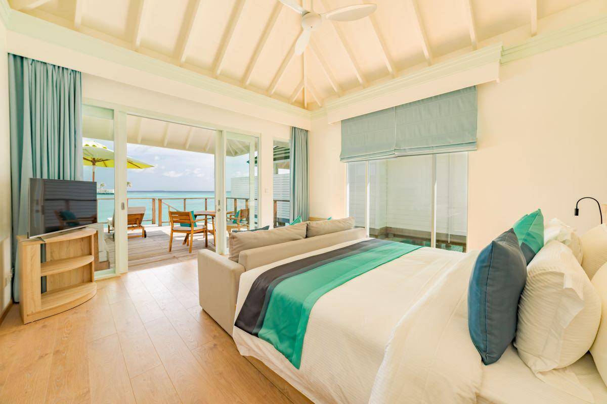 Siyam World Maldives, Malediven, Two Bedroom Lagoon Villa with Pool and Slide, Schlafzimmer
