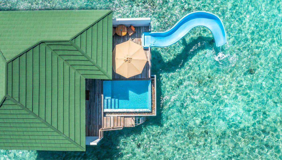 Siyam World Maldives, Malediven, Ocean Villa with Pool and Slide, Luftbild