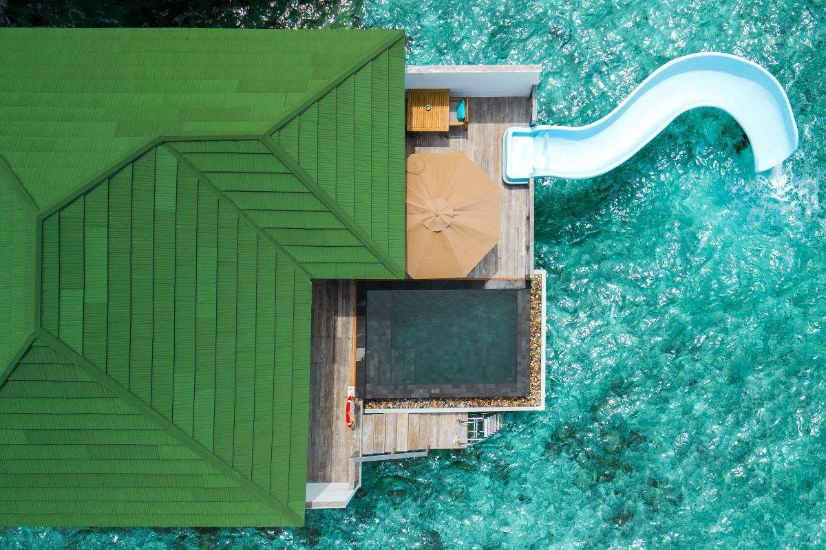 Siyam World Maldives, Malediven, Lagoon Villa with Pool and Slide, Luftbild