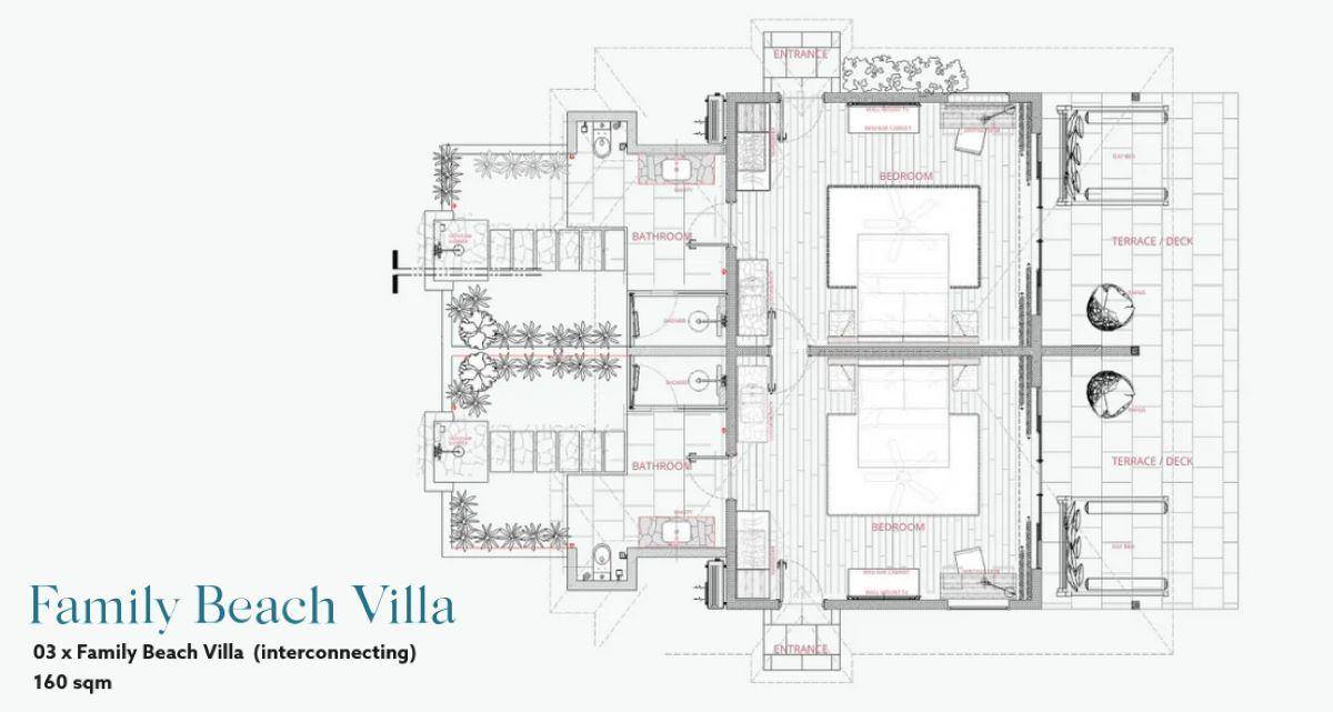 Nova Maldives, Malediven, Family Beach Villa, Grundriss