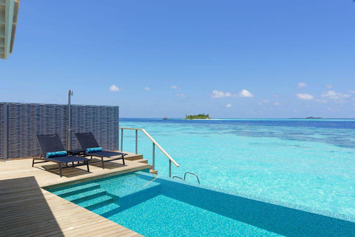 Outrigger Maldives Maafushivaru Resort, Malediven, 1 Bedroom Sunset Over Water Villa with Private Pool, Pool