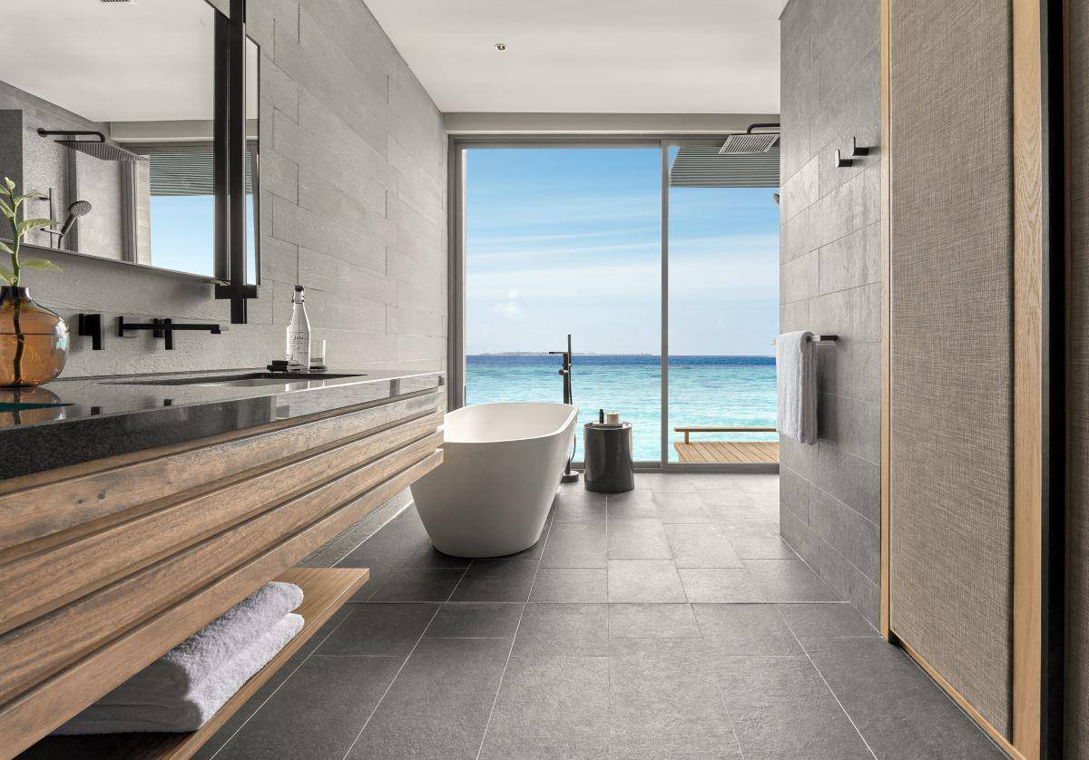 Alila Kothaifaru Maldives, Malediven, Sunset Overwater Pool Villa, Badezimmer