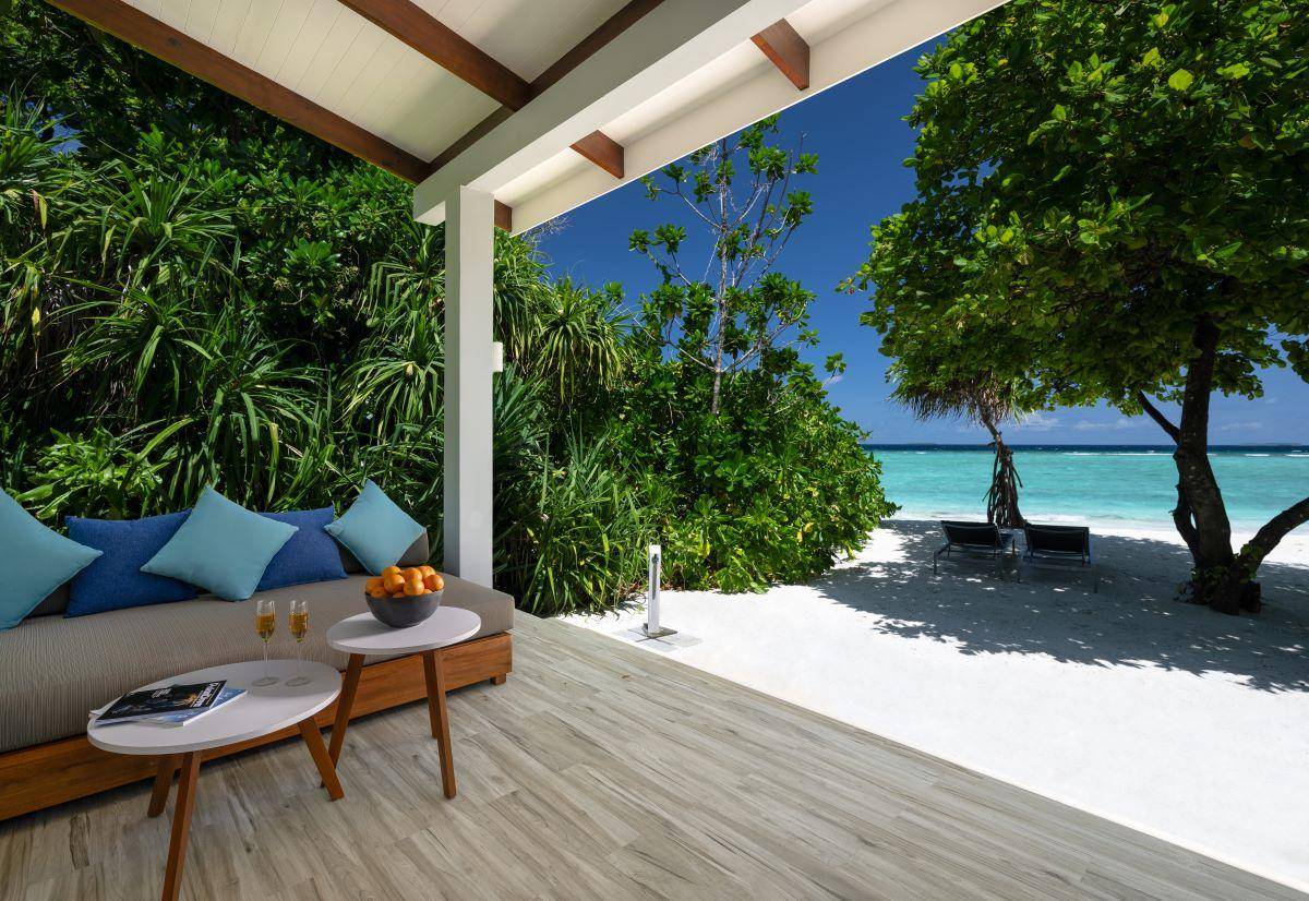 Ifuru Island Maldives, Malediven, Sunset Beach Villa, Terrasse