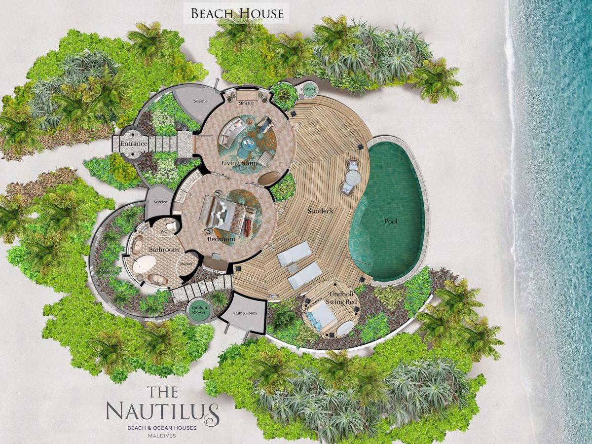 The Nautilus, Malediven, Beach House with a Private Infinity Pool, Grundriss