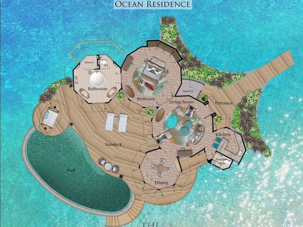 The Nautilus, Malediven, Ocean Residence with a Private Infinity Pool, Grundriss