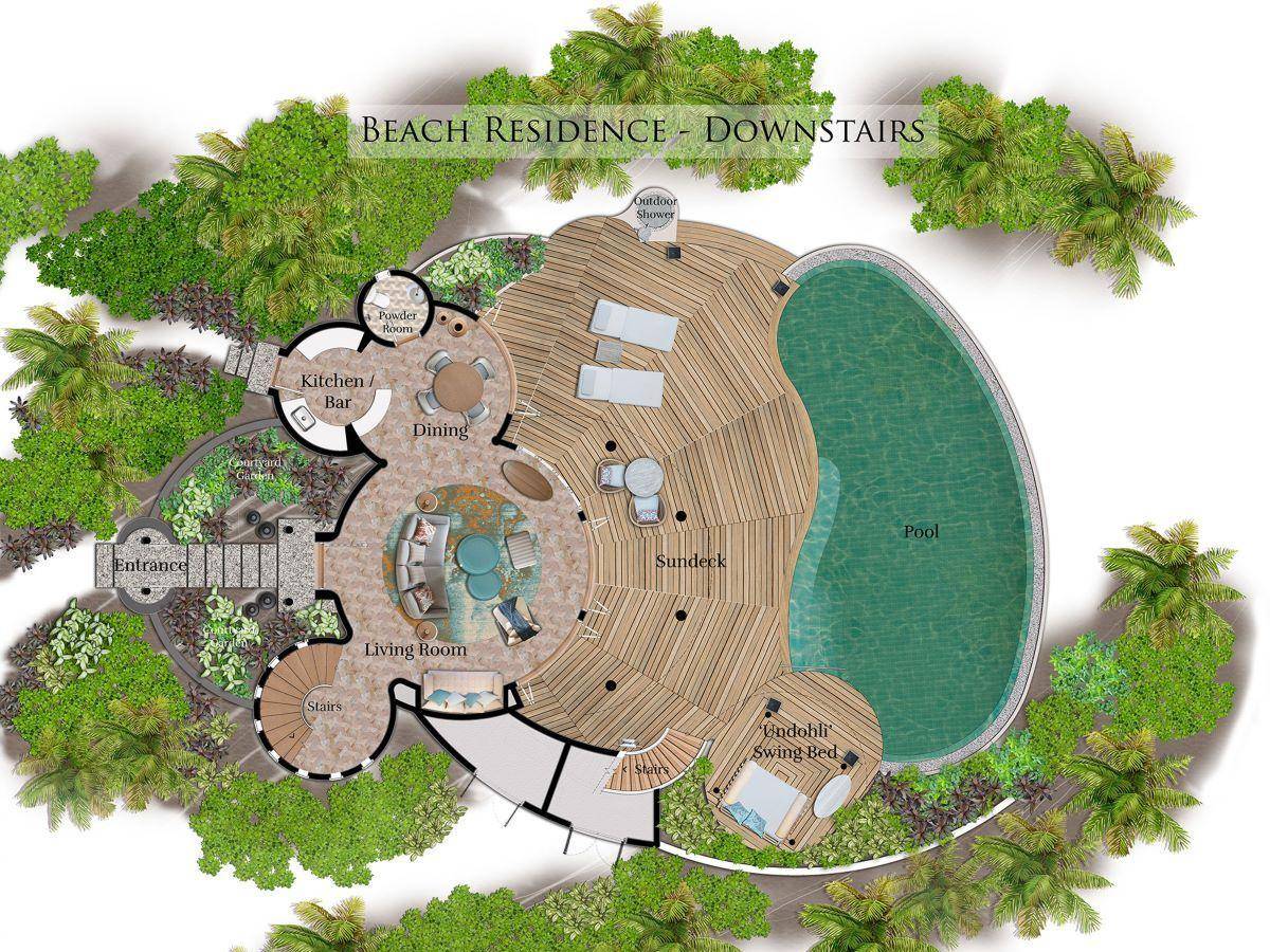 The Nautilus, Malediven, Beach Residence with a Private Infinity Pool, Grundriss Erdgeschoss