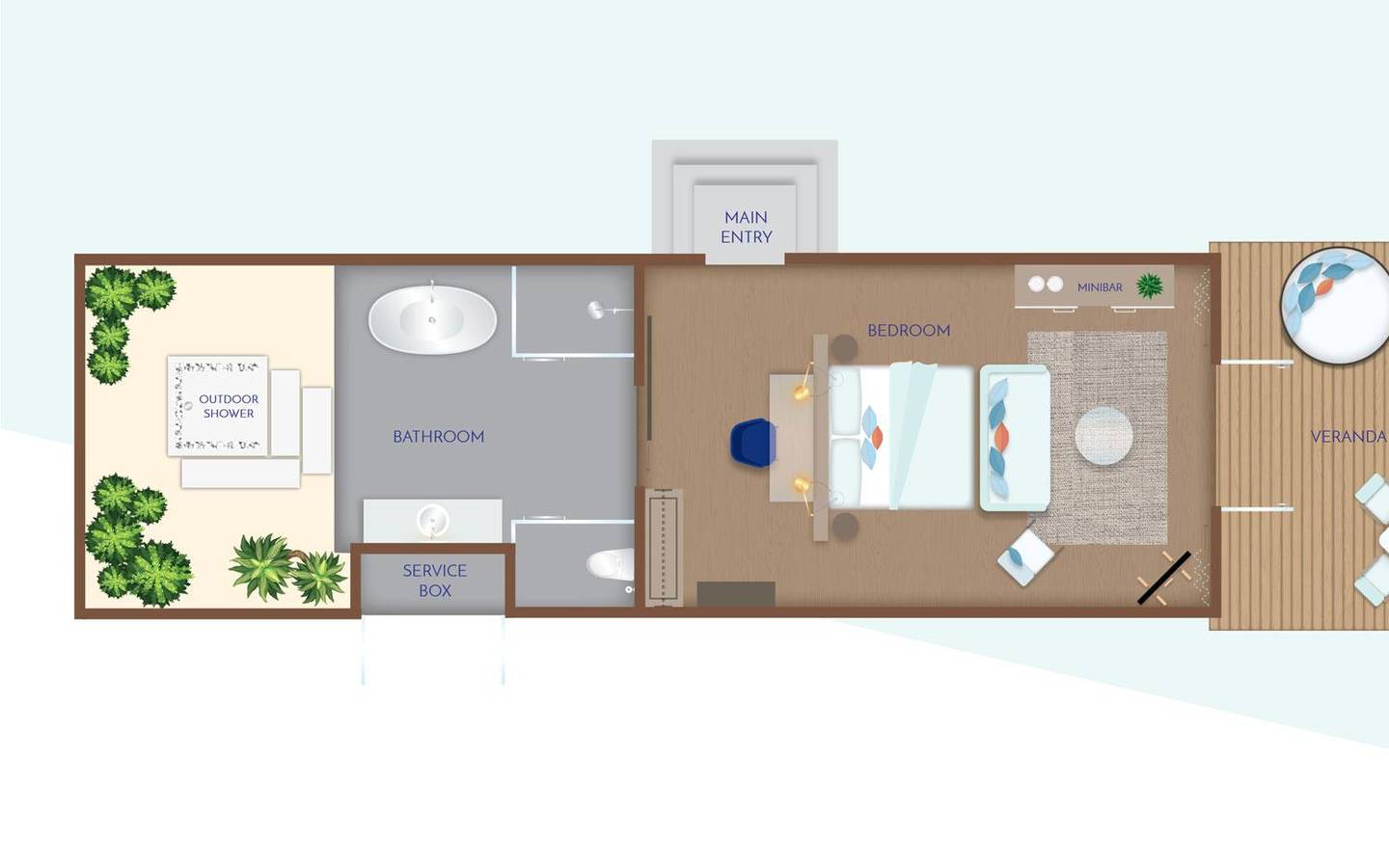 Emerald Faarufushi Resort & Spa, Malediven, Beach Villa, Grundriss