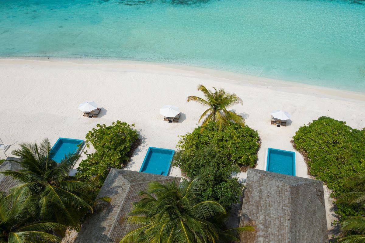 Emerald Faarufushi Resort & Spa, Malediven, Beach Villa with Pool, Beach Villen mit Pool von oben