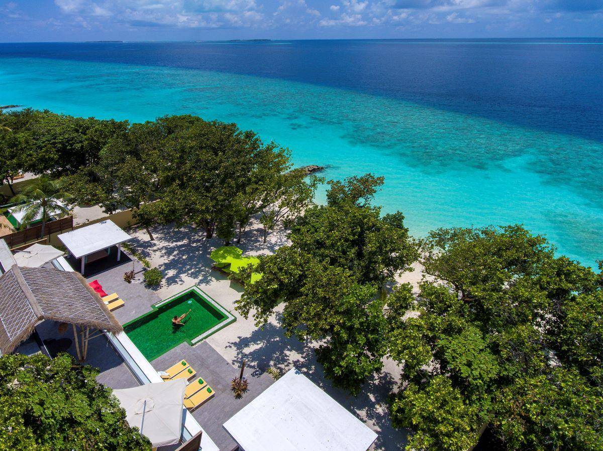 Emerald Maldives Resort & Spa, Malediven, Royal Beach Villa, Luftaufnahme