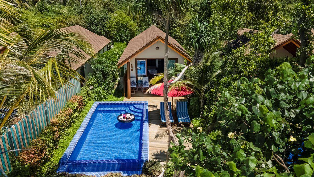 Reethi Faru Resort, Malediven, Deluxe Beach Pool Villa, Außenbereich