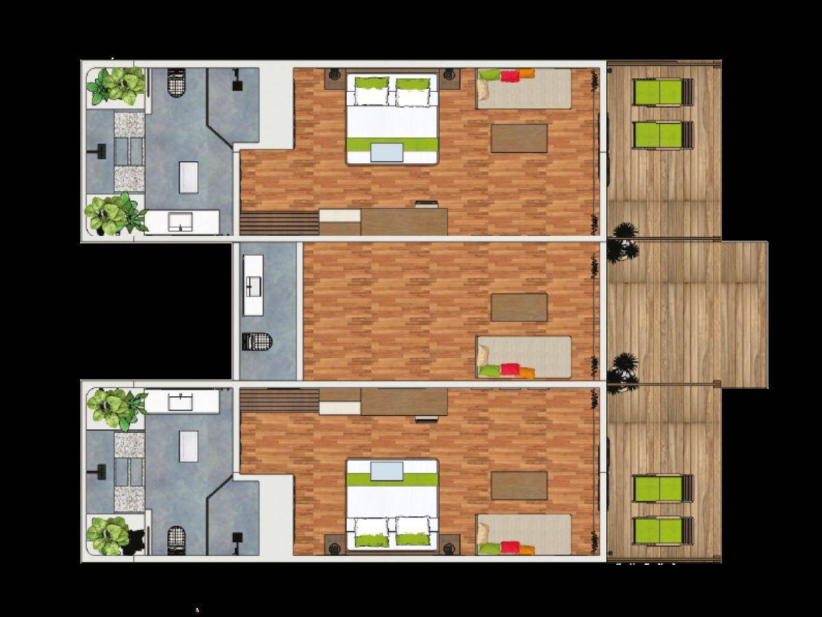 Reethi Faru Resort, Malediven, Two-Bedroom Garden Suite, Grundriss