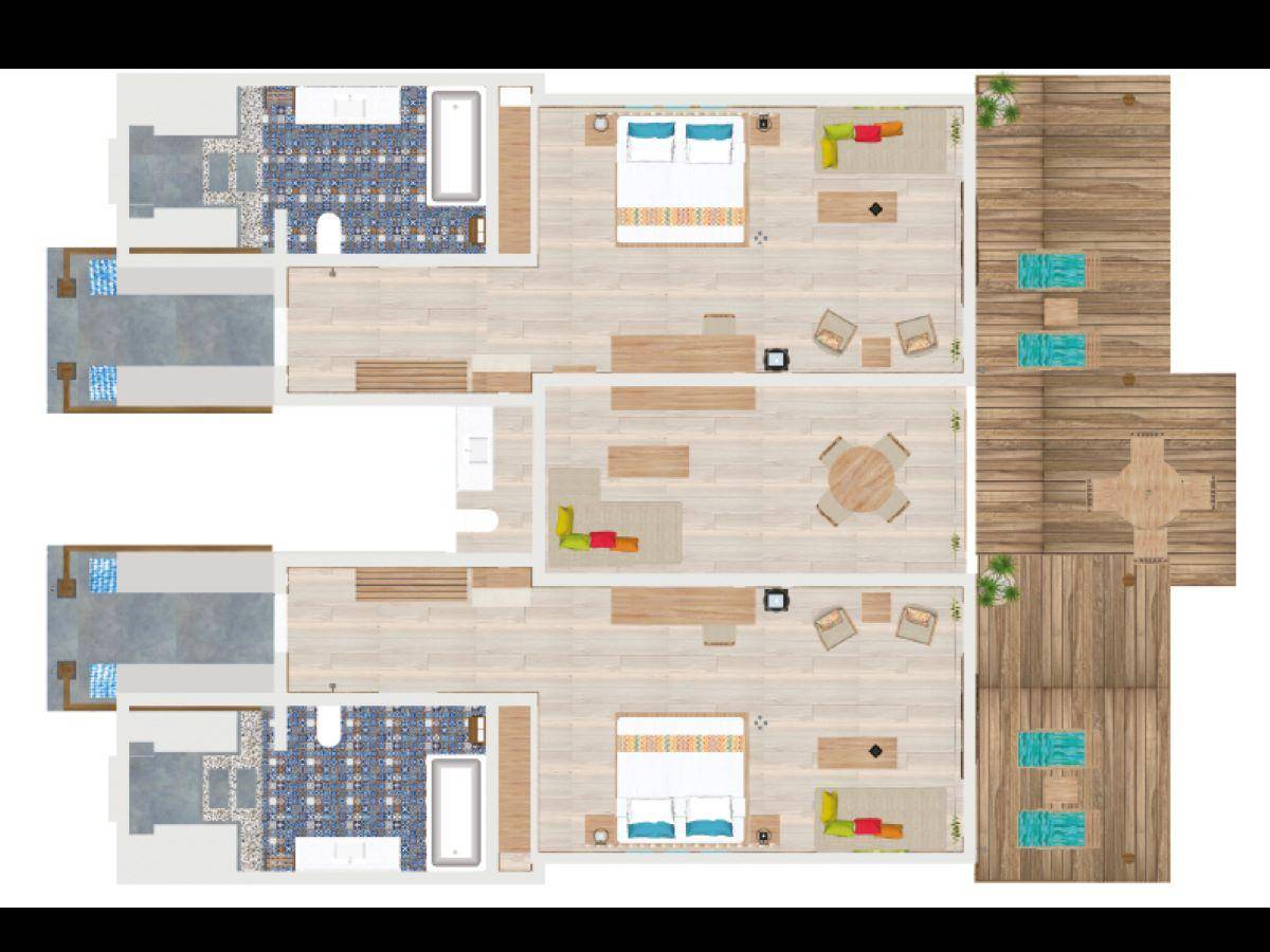Reethi Faru Resort, Malediven, Deluxe Two-Bedroom Beach Suite, Grundriss
