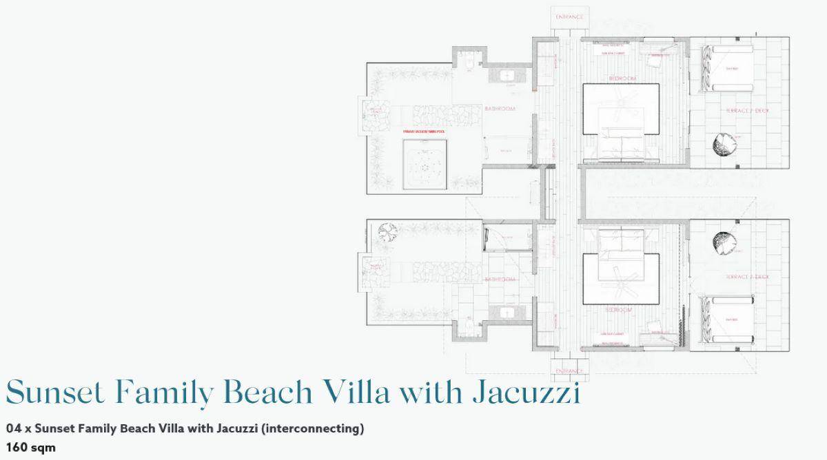 Nova Maldives, Malediven, Sunset Family Beach Villa with Private Jacuzzi, Grundriss