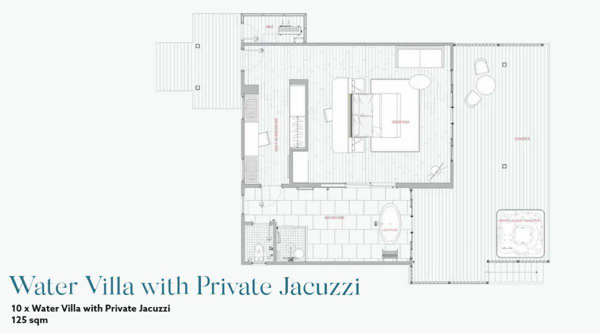 Nova Maldives, Malediven, Water Villa with Private Jacuzzi, Grundriss