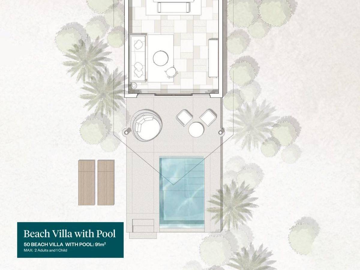 Raaya by Atmosphere, Malediven, Beach Villa with Pool, Grundriss