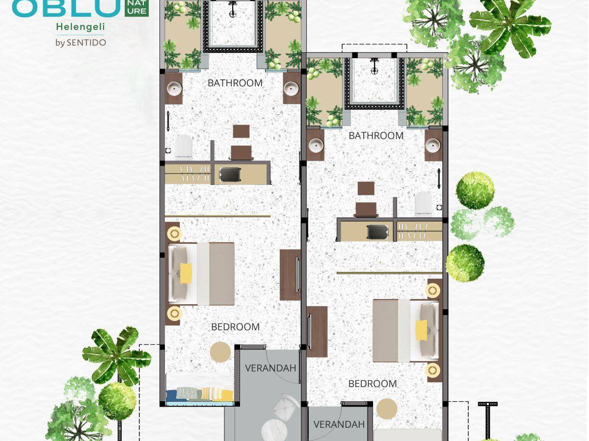 OBLU NATURE Helengeli by SENTIDO, Malediven, Deluxe Beach Villa, Grundriss