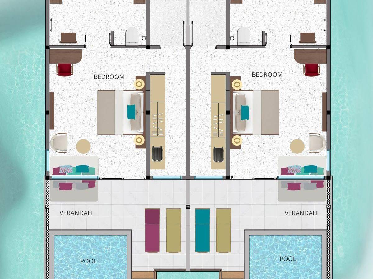 OBLU NATURE Helengeli by SENTIDO, Malediven, Lagoon Villa with Pool, Grundriss