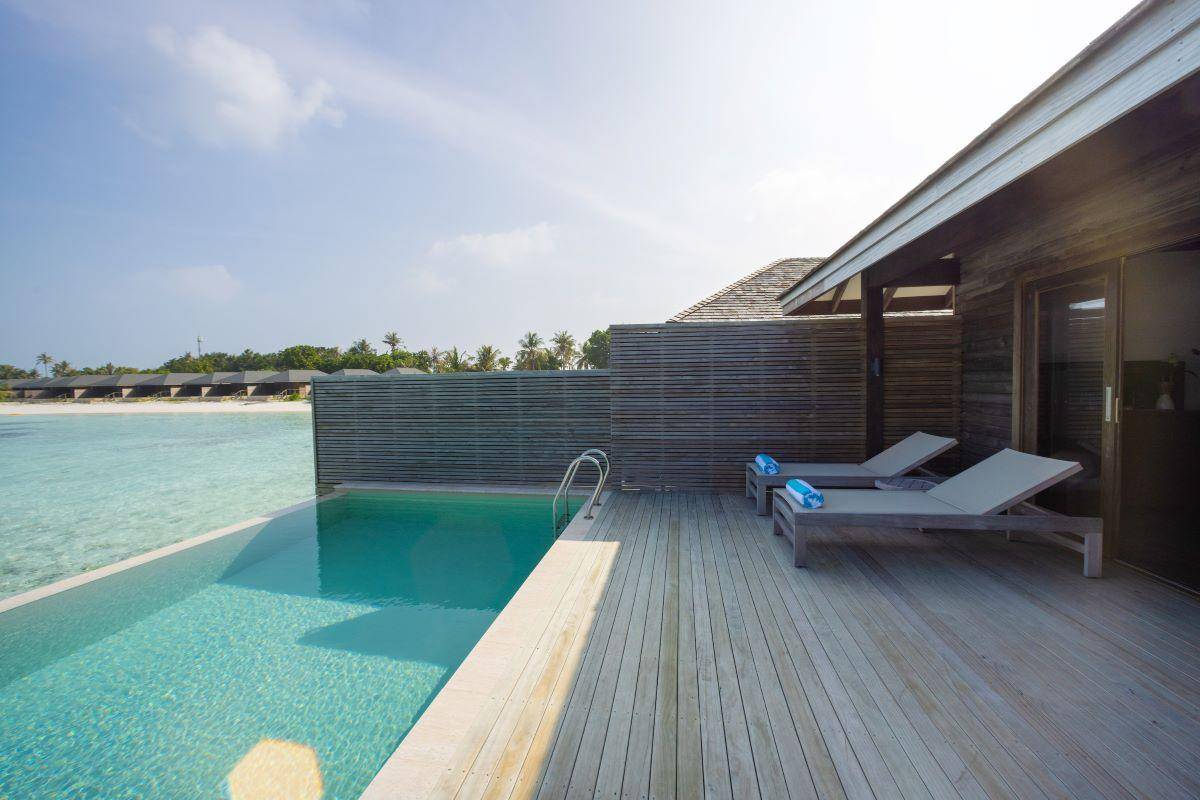 Jawakara Islands Maldives, Malediven, Dheru Water Pool Villa, Terrasse