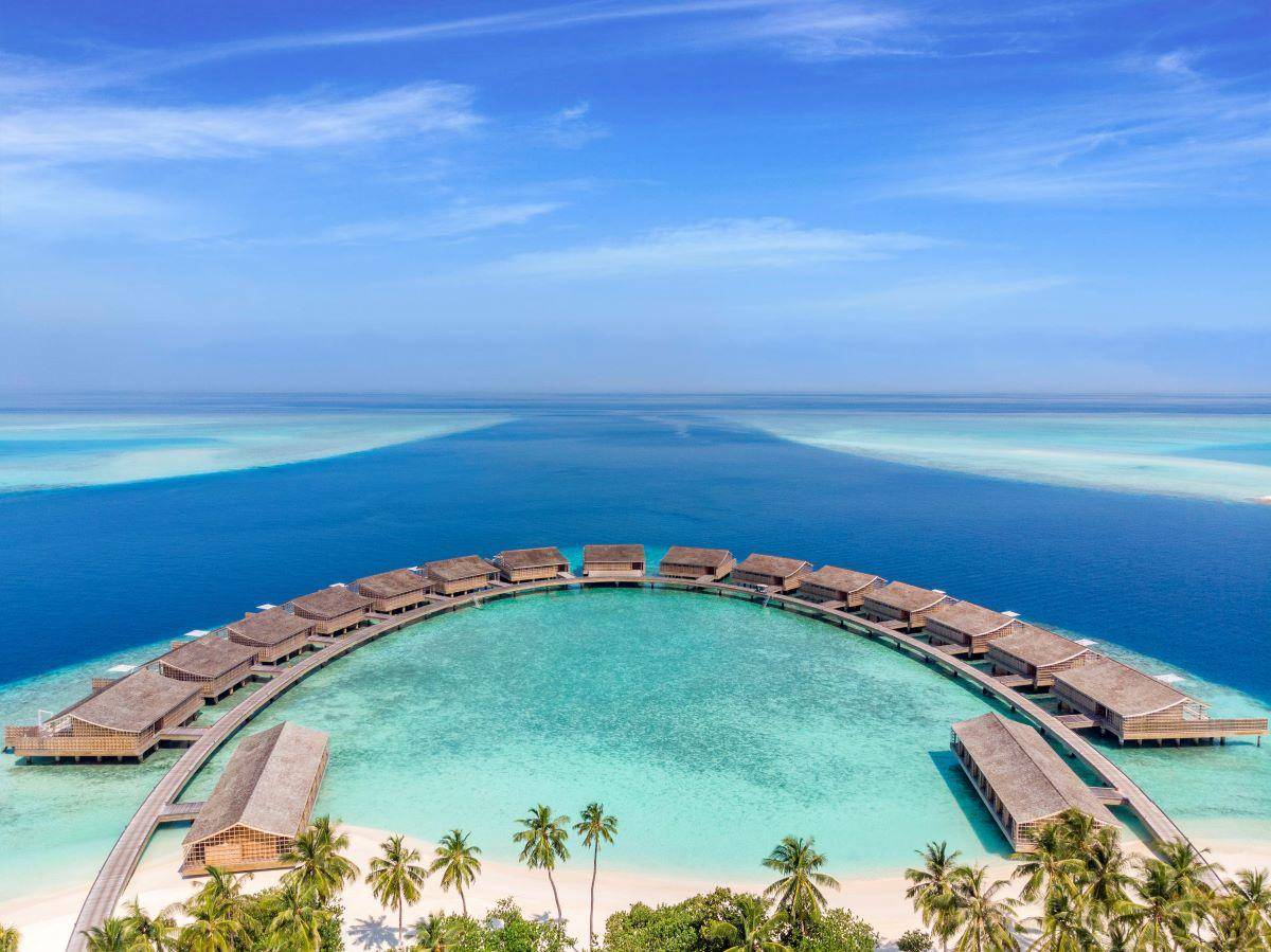 Kudadoo Maldives Private Island, Malediven, Two Bedroom Residence, Luftaufnahme Wasservillen