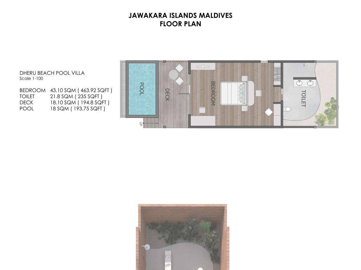Jawakara Islands Maldives, Malediven, Dheru Beach Pool Villa, Grundriss