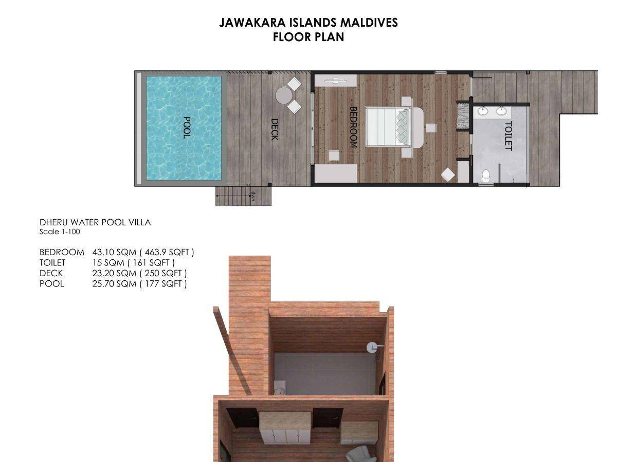 Jawakara Islands Maldives, Malediven, Dheru Water Pool Villa, Grundriss