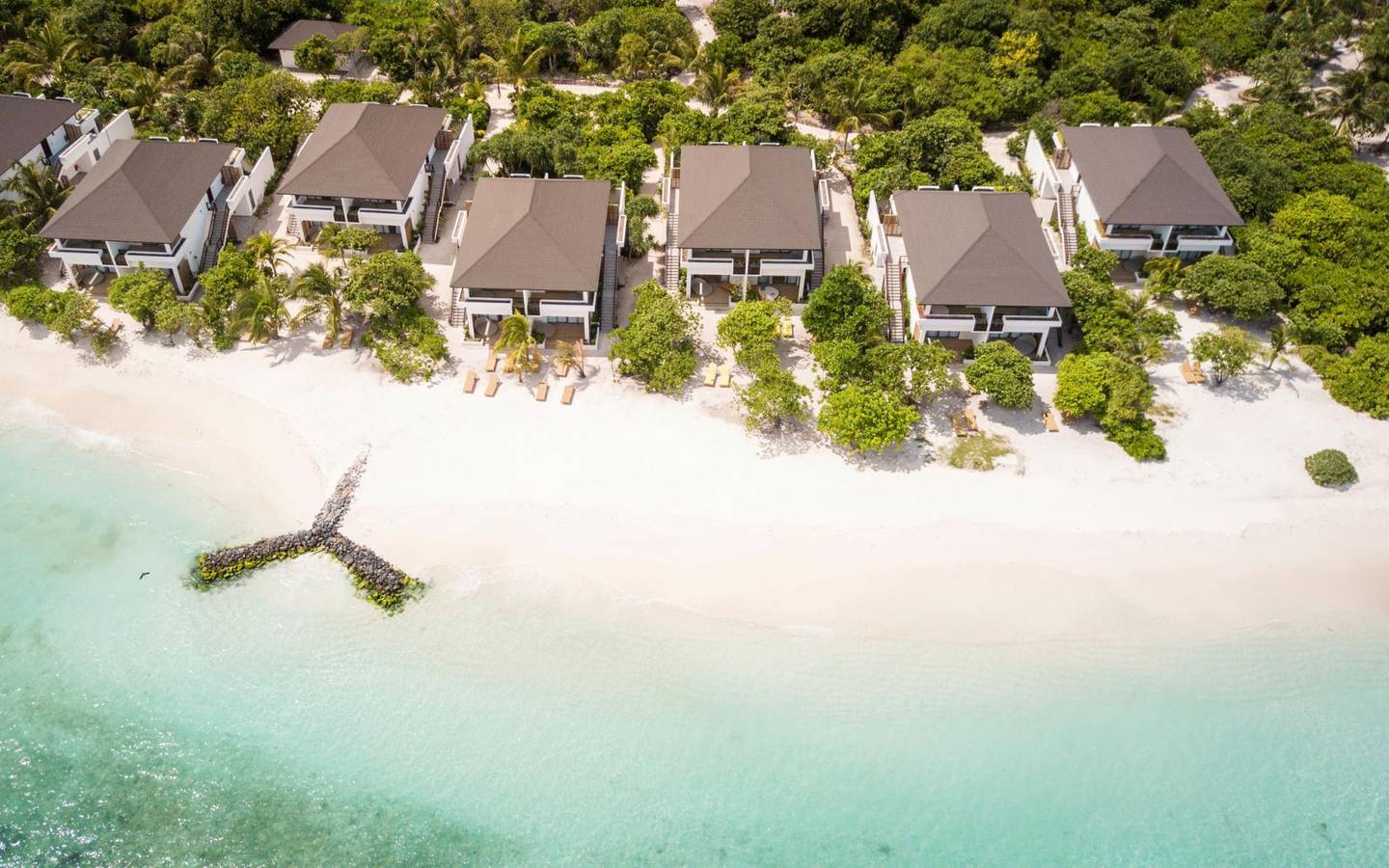 Luftaufnahme, Doppelzimmer Meerblick, ROBINSON Club Noonu