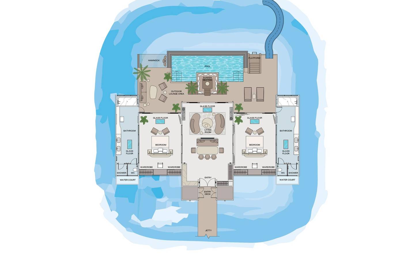 Two Bedroom Ocean Signature Villa with Pool