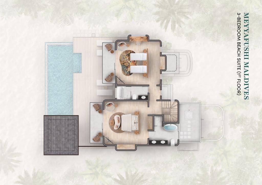3-bedroom Beach Pool Suite - Grundriss 1. Stock