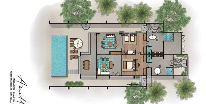 Grundriss, Wohnen, 600qm Beach House, Amilla Fushi, Malediven