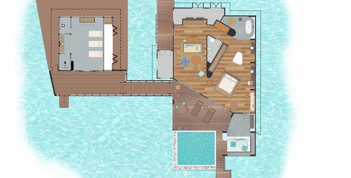 Grundriss Bedroom Ocean Lagoon House, Amilla Fushi, Malediven